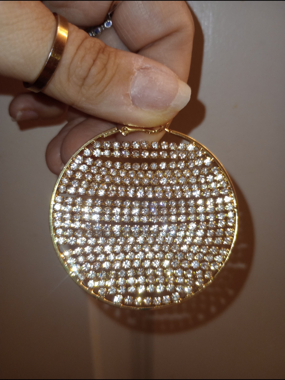 Gold-Tone Crystal Statment Hoop Drop Earrings